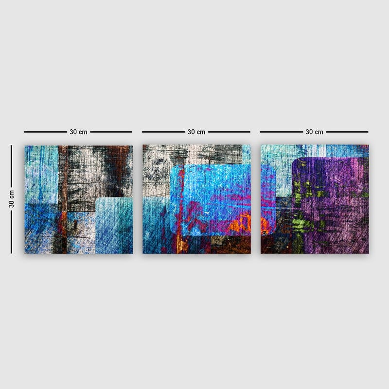 Koristeellinen Canvastaulu 3-os 30x30 cm - Monivärinen - Sisustustuotteet - Taulu & taide - Canvas-taulu