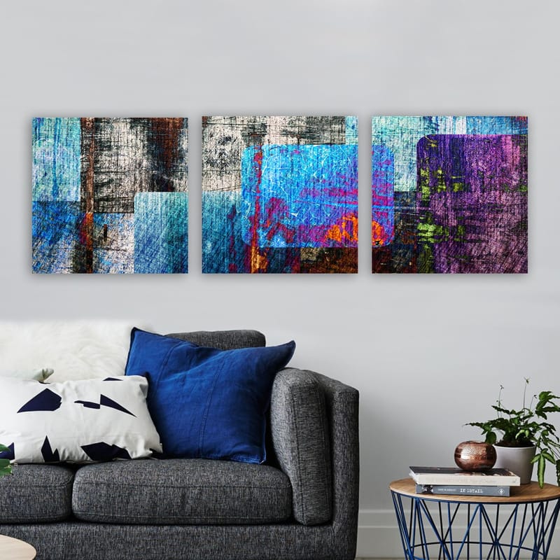 Koristeellinen Canvastaulu 3-os 30x30 cm - Monivärinen - Sisustustuotteet - Taulu & taide - Canvas-taulu