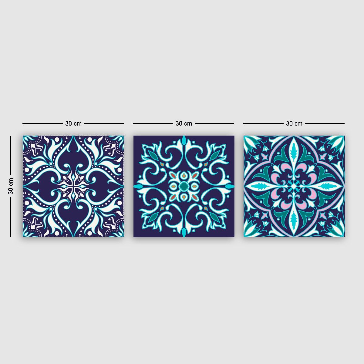 Koristeellinen Canvastaulu 3-os 30x30 cm - Monivärinen - Sisustustuotteet - Taulu & taide - Canvas-taulu