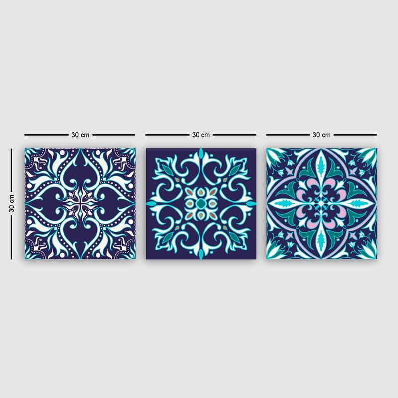 Koristeellinen Canvastaulu 3-os 30x30 cm - Monivärinen - Sisustustuotteet - Taulu & taide - Canvas-taulu