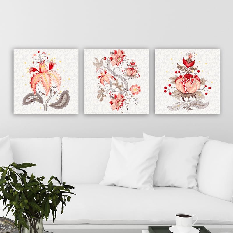 Koristeellinen Canvastaulu 3-os 30x30 cm - Monivärinen - Sisustustuotteet - Taulu & taide - Canvas-taulu