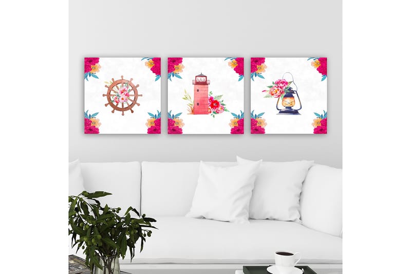 Koristeellinen Canvastaulu 3-os 30x30 cm - Monivärinen - Sisustustuotteet - Taulu & taide - Canvas-taulu