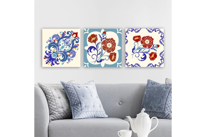 Koristeellinen Canvastaulu 3-os 30x30 cm - Monivärinen - Sisustustuotteet - Taulu & taide - Canvas-taulu