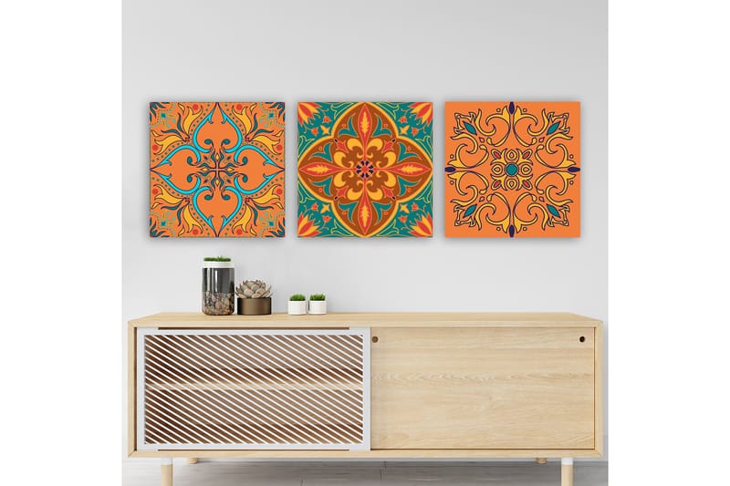 Koristeellinen Canvastaulu 3-os 30x30 cm - Monivärinen - Sisustustuotteet - Taulu & taide - Canvas-taulu