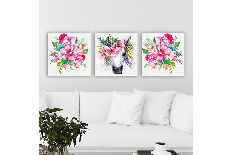 Koristeellinen Canvastaulu 3-os 30x30 cm - Monivärinen - Sisustustuotteet - Taulu & taide - Canvas-taulu