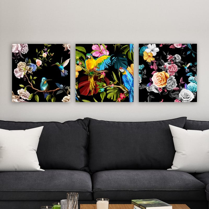 Koristeellinen Canvastaulu 3-os 30x30 cm - Monivärinen - Sisustustuotteet - Taulu & taide - Canvas-taulu