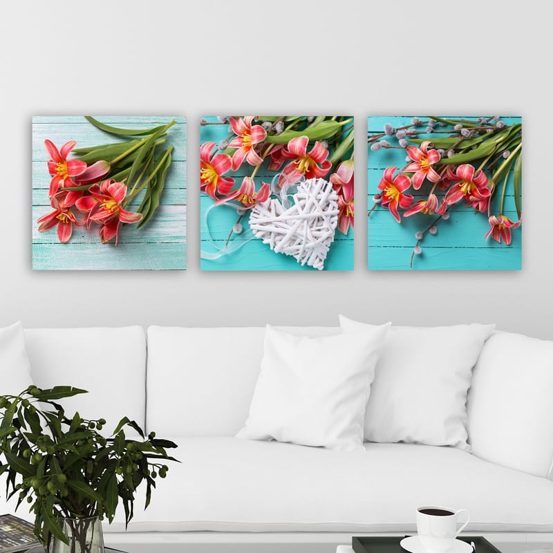 Koristeellinen Canvastaulu 3-os 30x30 cm - Monivärinen - Sisustustuotteet - Taulu & taide - Canvas-taulu