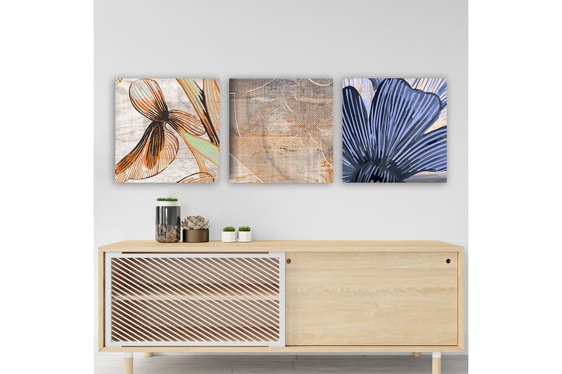 Koristeellinen Canvastaulu 3-os 30x30 cm - Monivärinen - Sisustustuotteet - Taulu & taide - Canvas-taulu