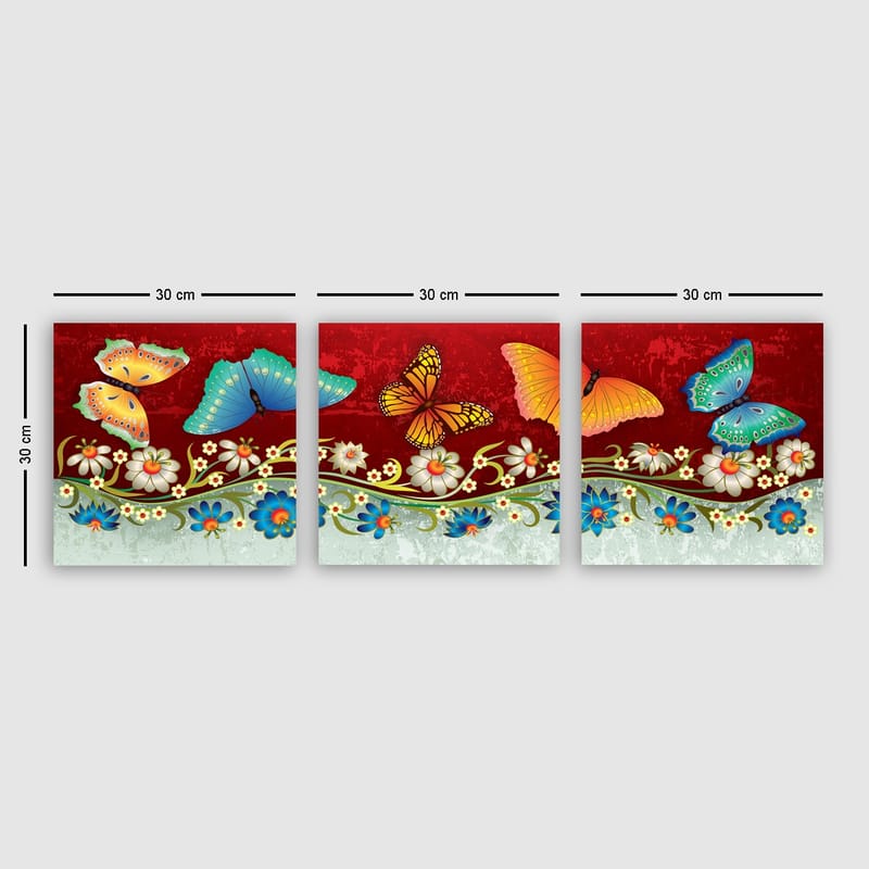 Koristeellinen Canvastaulu 3-os 30x30 cm - Monivärinen - Sisustustuotteet - Taulu & taide - Canvas-taulu