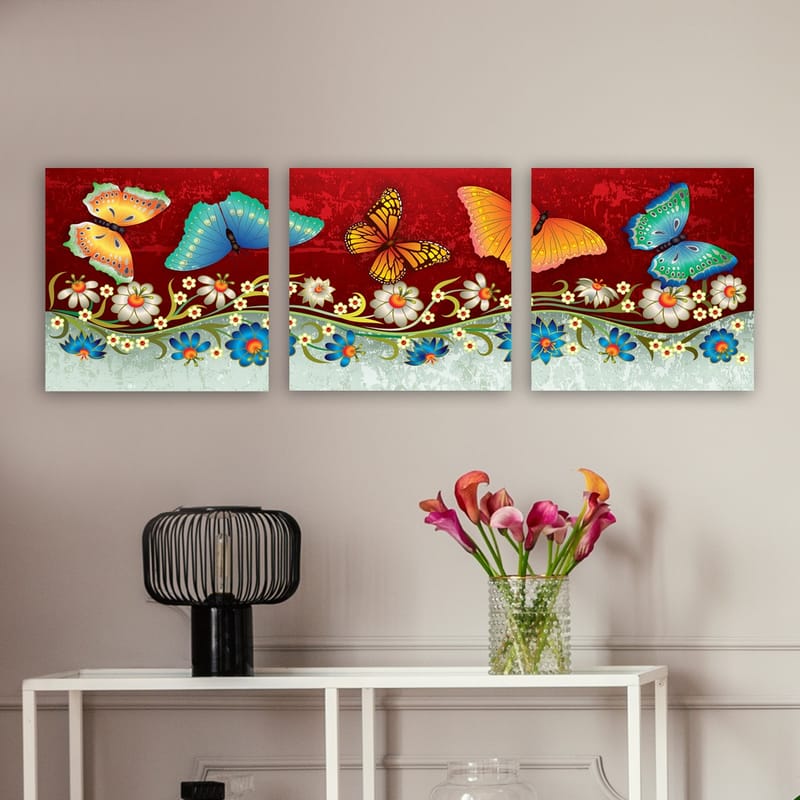 Koristeellinen Canvastaulu 3-os 30x30 cm - Monivärinen - Sisustustuotteet - Taulu & taide - Canvas-taulu