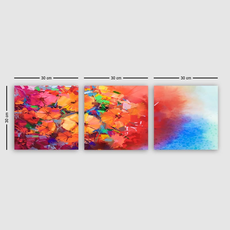Koristeellinen Canvastaulu 3-os 30x30 cm - Monivärinen - Sisustustuotteet - Taulu & taide - Canvas-taulu