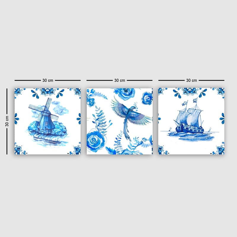 Koristeellinen Canvastaulu 3-os 30x30 cm - Monivärinen - Sisustustuotteet - Taulu & taide - Canvas-taulu