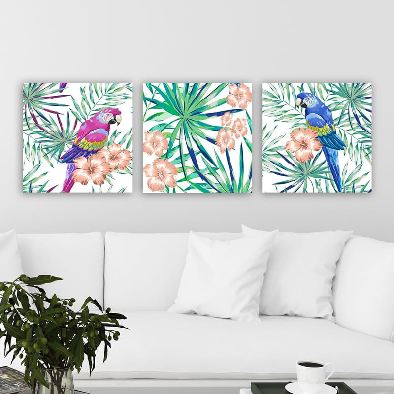 Koristeellinen Canvastaulu 3-os 30x30 cm - Monivärinen - Sisustustuotteet - Taulu & taide - Canvas-taulu