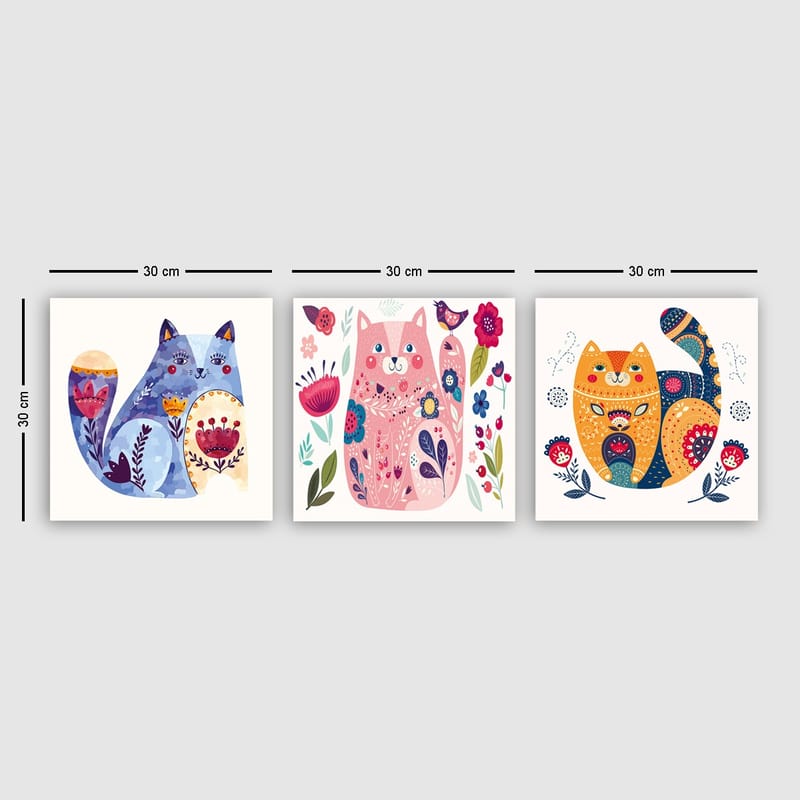 Koristeellinen Canvastaulu 3-os 30x30 cm - Monivärinen - Sisustustuotteet - Taulu & taide - Canvas-taulu
