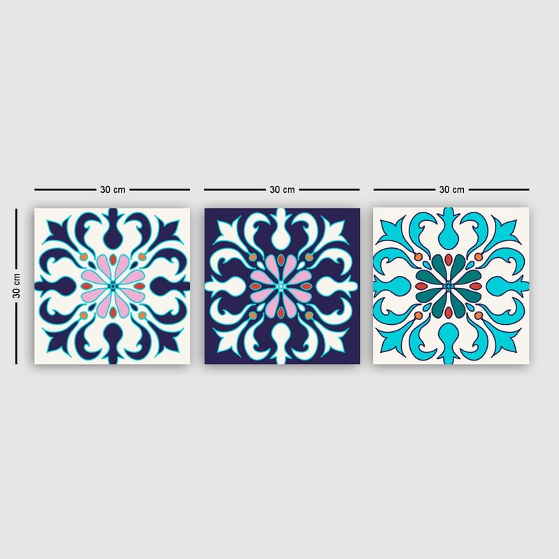 Koristeellinen Canvastaulu 3-os 30x30 cm - Monivärinen - Sisustustuotteet - Taulu & taide - Canvas-taulu