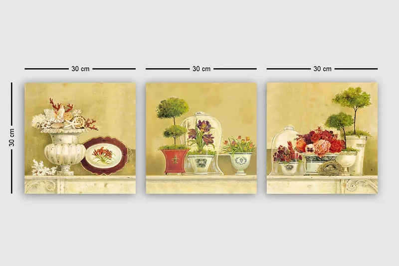 Koristeellinen Canvastaulu 3-os 30x30 cm - Monivärinen - Sisustustuotteet - Taulu & taide - Canvas-taulu