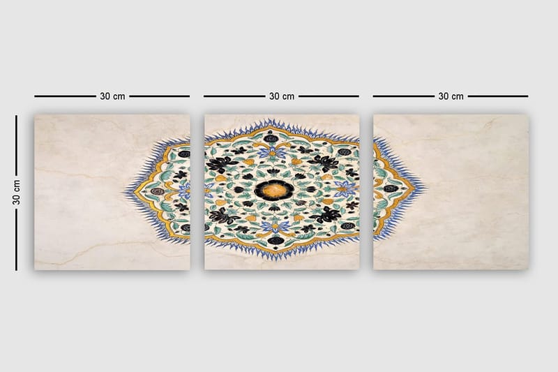 Koristeellinen Canvastaulu 3-os 30x30 cm - Monivärinen - Sisustustuotteet - Taulu & taide - Canvas-taulu