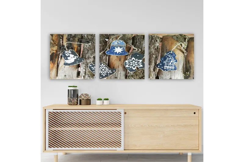 Koristeellinen Canvastaulu 3-os 30x30 cm, Monivärinen