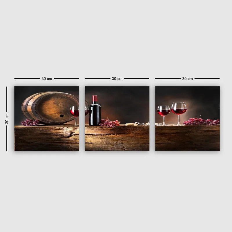 Koristeellinen Canvastaulu 3-os 30x30 cm, Monivärinen