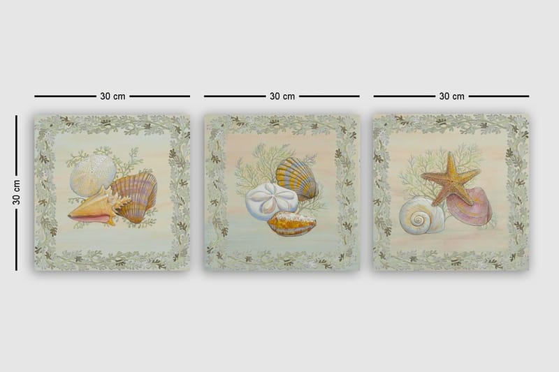 Koristeellinen Canvastaulu 3-os 30x30 cm - Monivärinen - Sisustustuotteet - Taulu & taide - Canvas-taulu