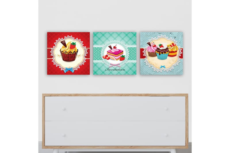 Koristeellinen Canvastaulu 3-os 30x30 cm, Monivärinen