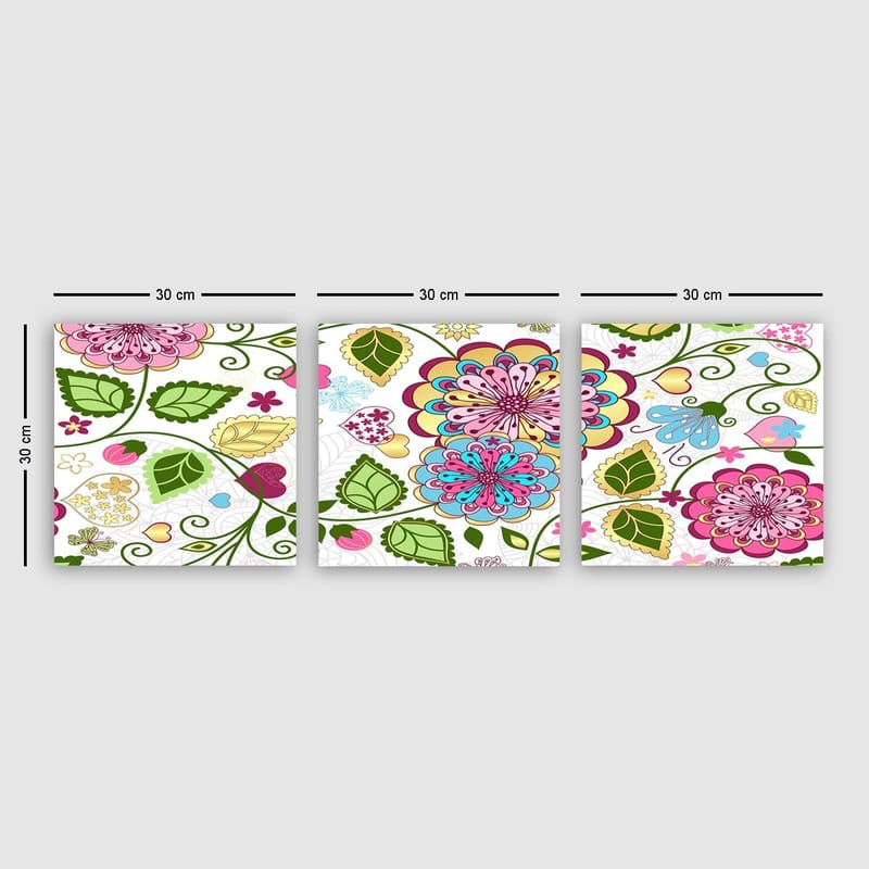 Koristeellinen Canvastaulu 3-os 30x30 cm - Monivärinen - Sisustustuotteet - Taulu & taide - Canvas-taulu