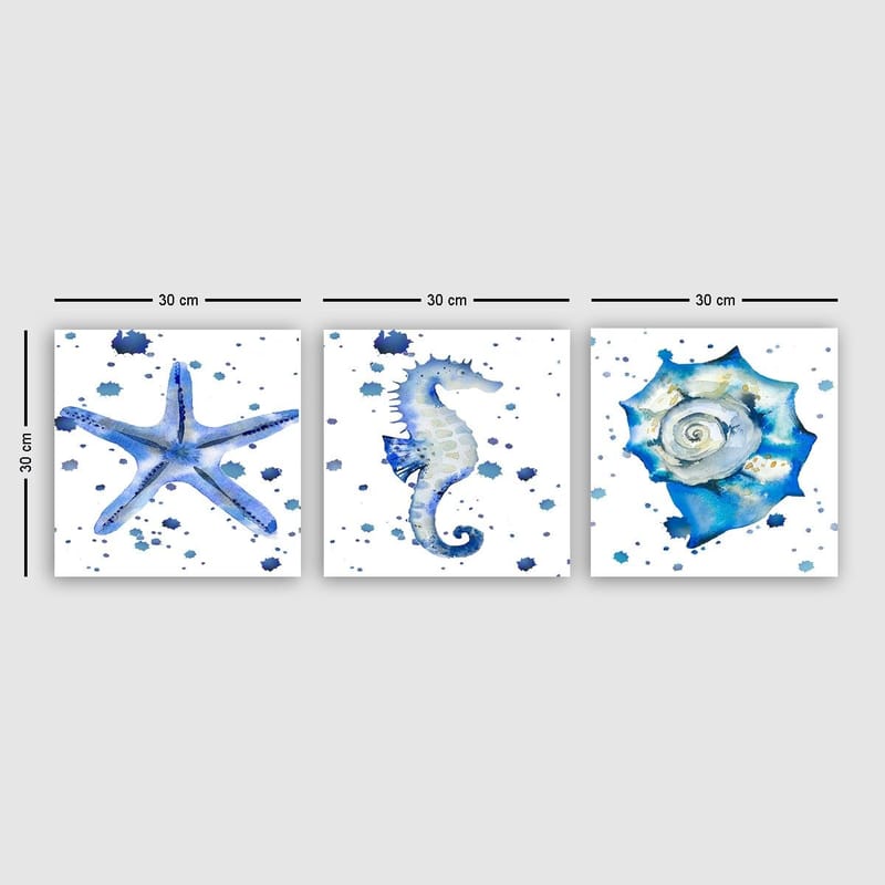 Koristeellinen Canvastaulu 3-os 30x30 cm, Monivärinen