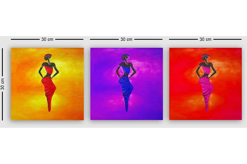 Koristeellinen Canvastaulu 3-os 30x30 cm - Monivärinen - Sisustustuotteet - Taulu & taide - Canvas-taulu