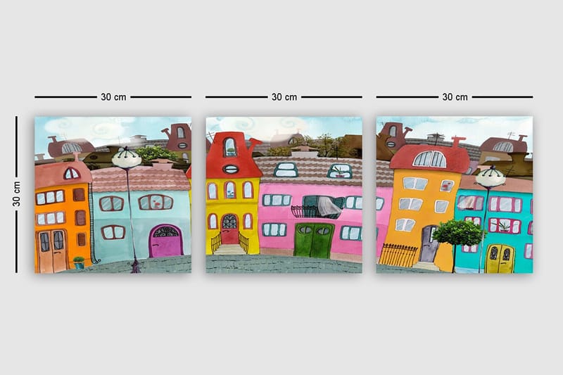 Koristeellinen Canvastaulu 3-os 30x30 cm - Monivärinen - Sisustustuotteet - Taulu & taide - Canvas-taulu