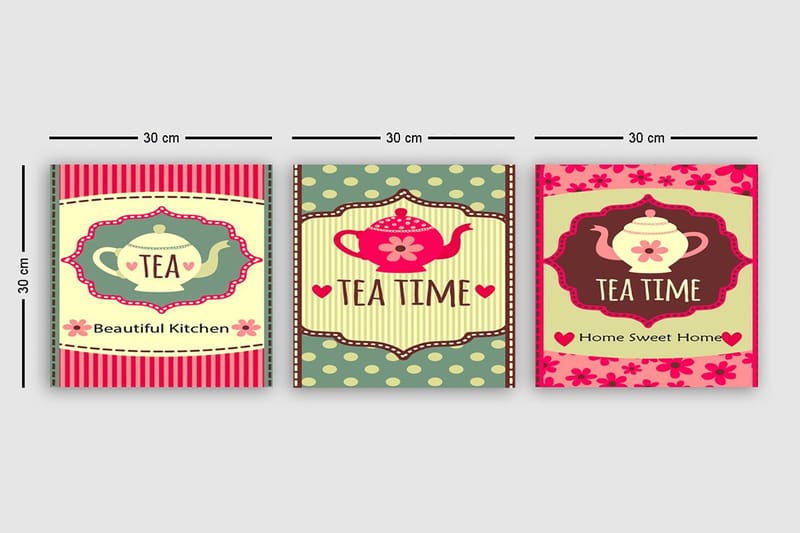 Koristeellinen Canvastaulu 3-os 30x30 cm - Monivärinen - Sisustustuotteet - Taulu & taide - Canvas-taulu