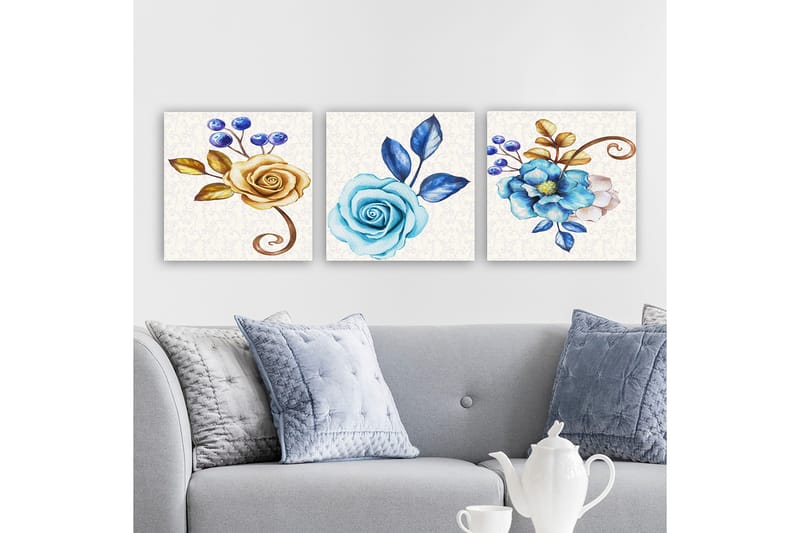 Koristeellinen Canvastaulu 3-os 30x30 cm, Monivärinen