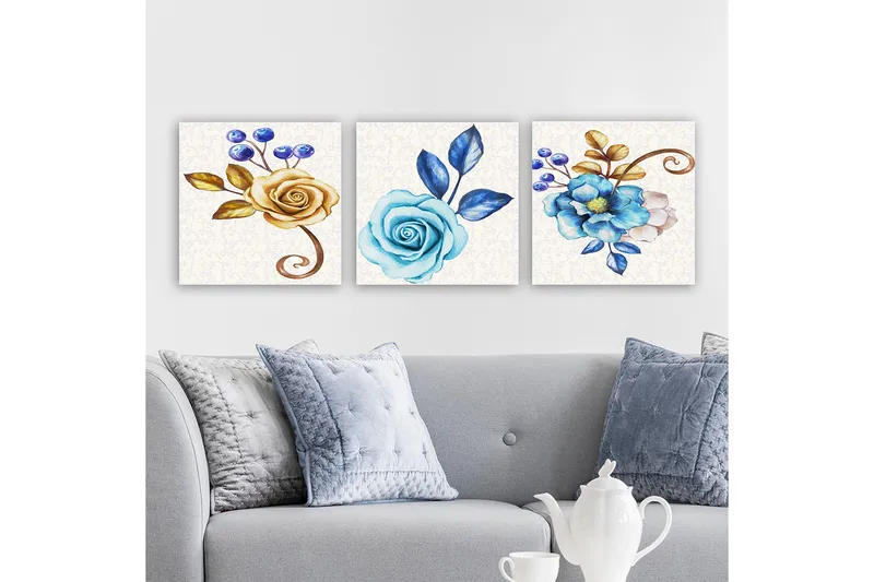 Koristeellinen Canvastaulu 3-os 30x30 cm, Monivärinen