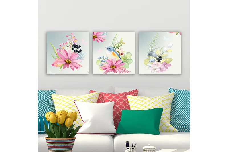 Koristeellinen Canvastaulu 3-os 30x30 cm, Monivärinen