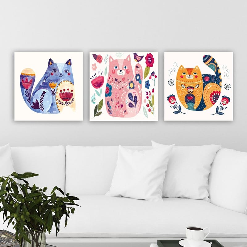 Koristeellinen Canvastaulu 3-os 30x30 cm, Monivärinen