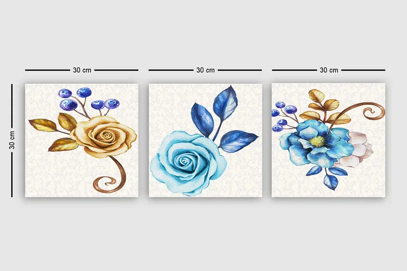 Koristeellinen Canvastaulu 3-os 30x30 cm - Monivärinen - Sisustustuotteet - Taulu & taide - Canvas-taulu