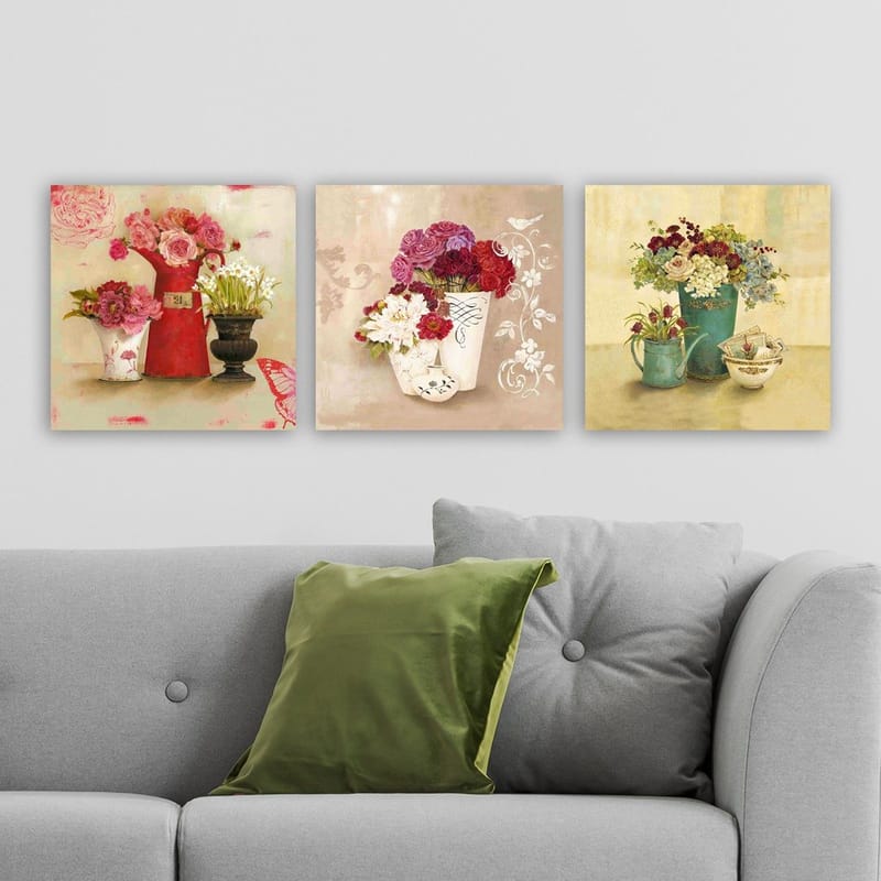 Koristeellinen Canvastaulu 3-os 30x30 cm - Monivärinen - Sisustustuotteet - Taulu & taide - Canvas-taulu