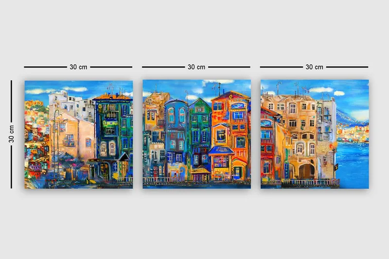 Koristeellinen Canvastaulu 3-os 30x30 cm - Monivärinen - Sisustustuotteet - Taulu & taide - Canvas-taulu