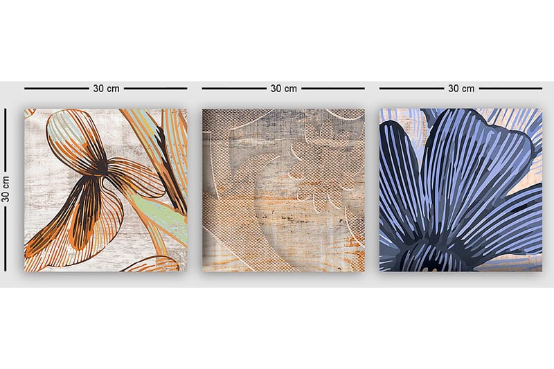 Koristeellinen Canvastaulu 3-os 30x30 cm - Monivärinen - Sisustustuotteet - Taulu & taide - Canvas-taulu