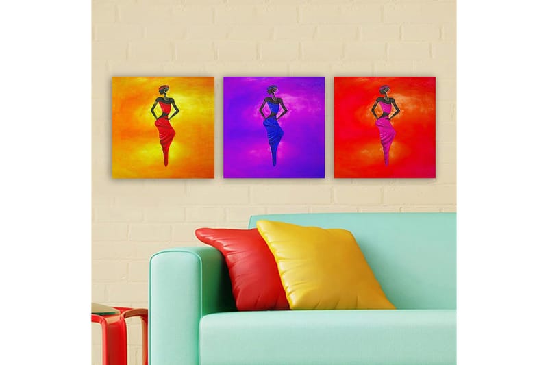 Koristeellinen Canvastaulu 3-os 30x30 cm, Monivärinen