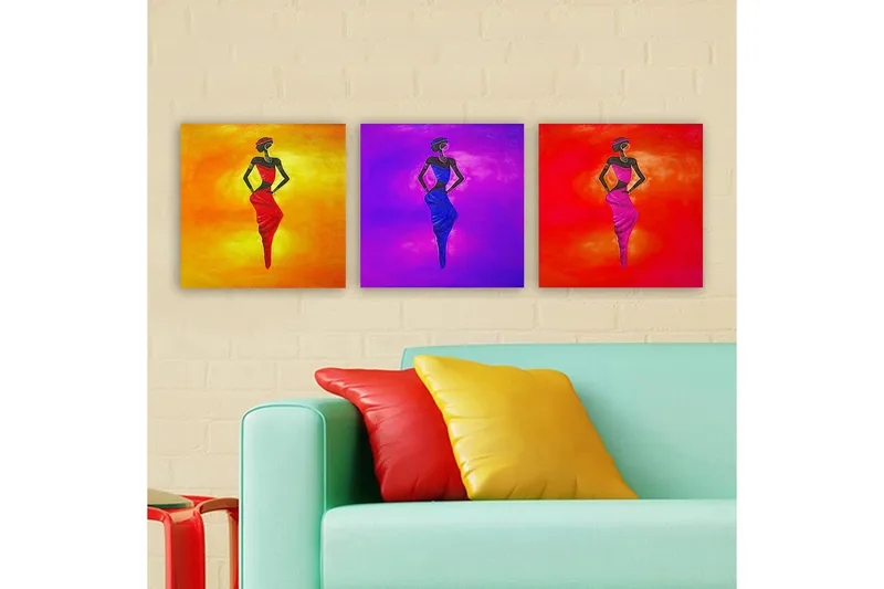 Koristeellinen Canvastaulu 3-os 30x30 cm, Monivärinen