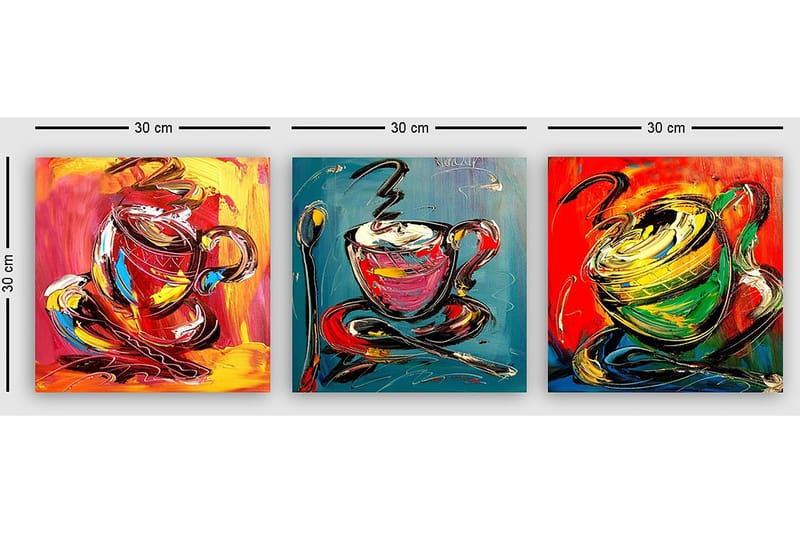 Koristeellinen Canvastaulu 3-os 30x30 cm - Monivärinen - Sisustustuotteet - Taulu & taide - Canvas-taulu