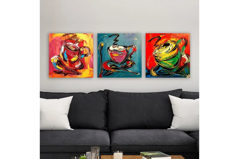 Koristeellinen Canvastaulu 3-os 30x30 cm, Monivärinen