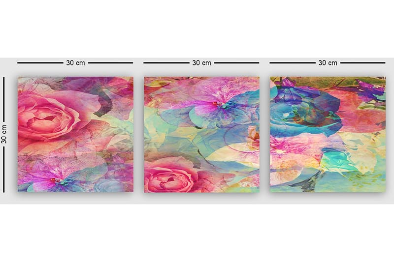 Koristeellinen Canvastaulu 3-os 30x30 cm - Monivärinen - Sisustustuotteet - Taulu & taide - Canvas-taulu