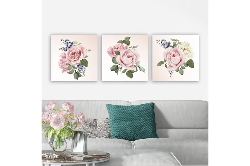 Koristeellinen Canvastaulu 3-os 30x30 cm, Monivärinen