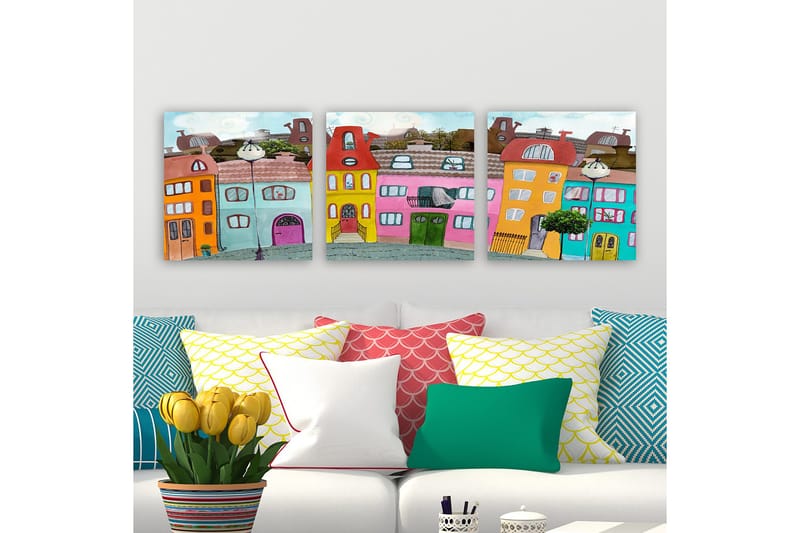 Koristeellinen Canvastaulu 3-os 30x30 cm, Monivärinen