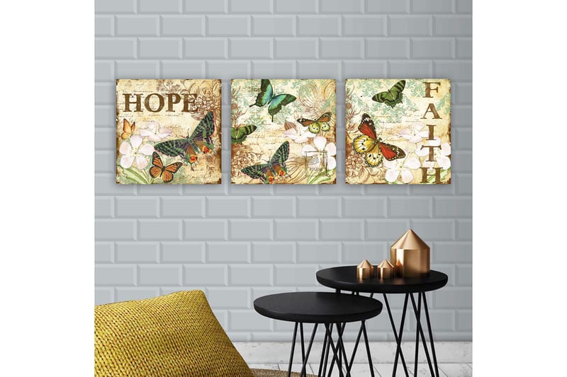 Koristeellinen Canvastaulu 3-os 30x30 cm, Monivärinen