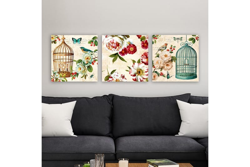 Koristeellinen Canvastaulu 3-os 30x30 cm, Monivärinen