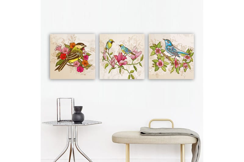 Koristeellinen Canvastaulu 3-os 30x30 cm, Monivärinen