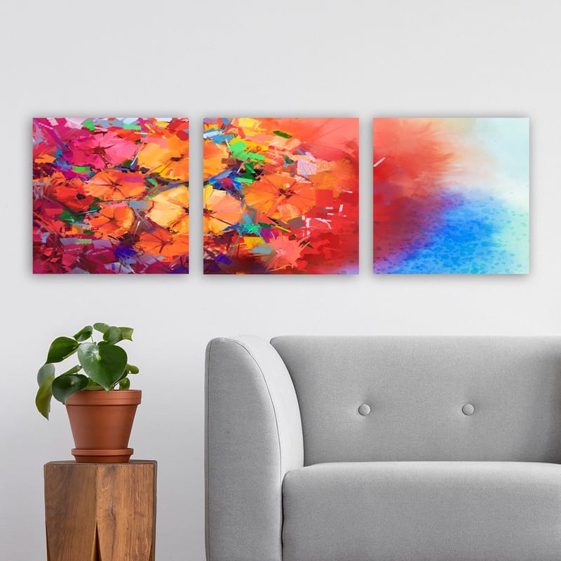 Koristeellinen Canvastaulu 3-os 30x30 cm - Monivärinen - Sisustustuotteet - Taulu & taide - Canvas-taulu