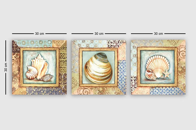 Koristeellinen Canvastaulu 3-os 30x30 cm - Monivärinen - Sisustustuotteet - Taulu & taide - Canvas-taulu